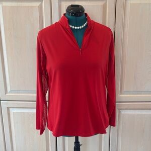 IBKUL Red Quarter-Zip Long Sleeve Top